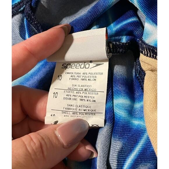 Speedo Endurance Swimsuit Women's Size 10 Blue Black Lined One Piece - Picture 5 of 6